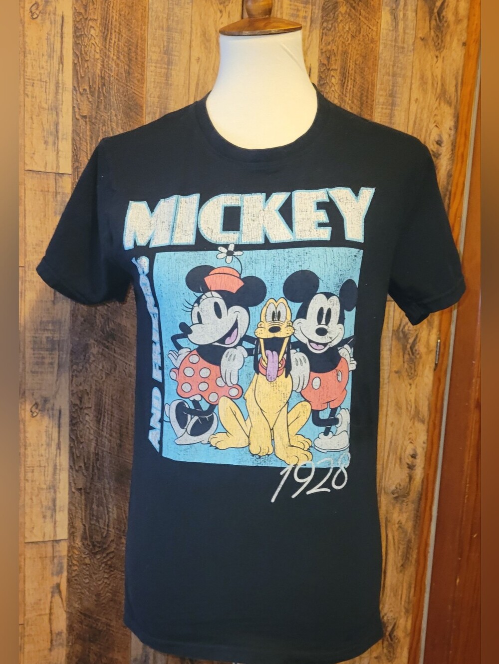 Disney Black Mickey & Friends Short Sleeve Tee with Blue Graphic